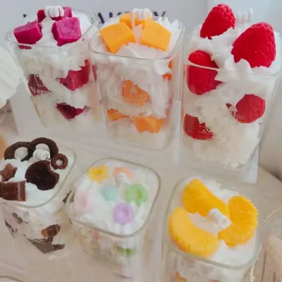 Novelty Scented Strawberry Yogurt Cup Candle for Holidays Bars Special Occasions-for Diwali Easter Ramadan Father's Day
