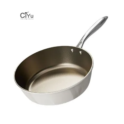 Manufacturer 28cm 0 Ptfe Kitchen Ware Hybrid Non-stick Saucepan Metal Handle Rivets Deep Fry Pan Titanium Saute Frying Pans