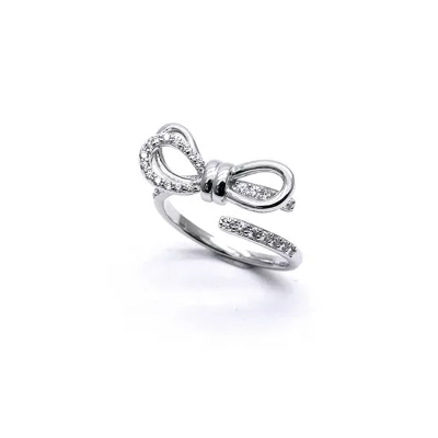 Zircon Bowknot Rings 925 Sterling Silver Pearl Open Rings Adjustable Trendy Jewelry Anniversaries