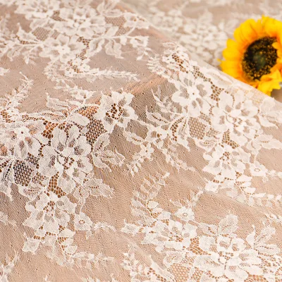 Curlicue Eco-Friendly Woven French Lace Mesh Wedding Evening Dress Soft Embroidery Flower Design 100% Polyester Sexy Elegant