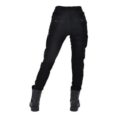 BAX Women Cotton Breathable Motorcycle Cargo Pants Detachable Knee Hip Protectors Stretch Long Length Regular Fit Riding Model
