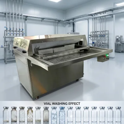 Rust-proof Stainless Steel Vial Bottle Washing Machine With Stable Feeding Structure for Different Dimension Glass Vials