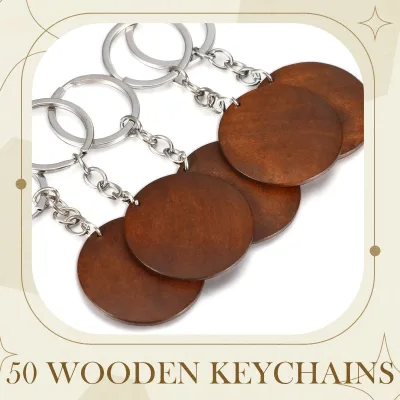 Custom Logo Round Natural Wooden Keychain Personalize Blanks Keychain DIY Crafts Personalized Gifts