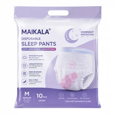 MAIKALA Disposable Sleep Pants Medium 10PCS Unisex Super Absorbent Overnight Protection