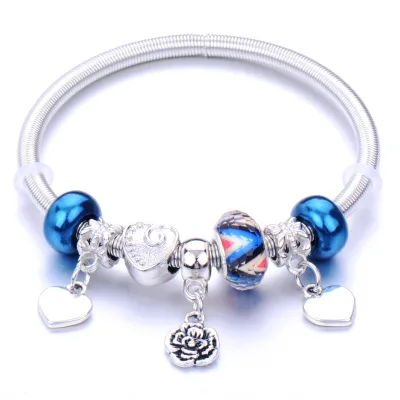 Large Bead String Spring String Bracelet Resin Bead Bracelet with Cartoon Pendant Bracelet