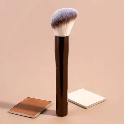 Custom Angled Blush Powder Brush Aluminum Ferrule Aluminum Handle Blush Concealer Blending Powder Brush