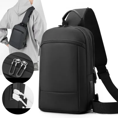 Factory Wholesale Custom logo Business Multifunctional Waterproof Anti Theft Sling Bag Men's Chest Bag