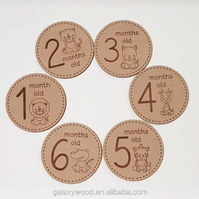 ECO friendly  Custom engraved wooden photo prop baby milestone card