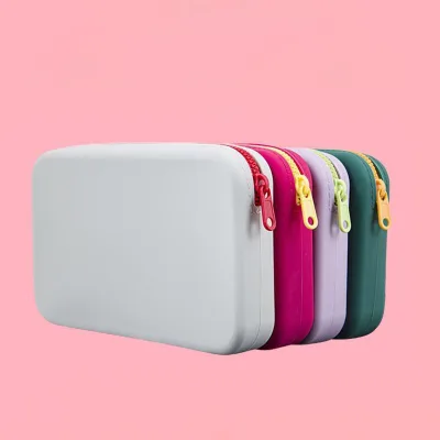 Small Square Silicone Cosmetic Storage Bag Large Capacity Travel Makeup Brush Holder Portable Cosmetic Waterproof Organizer