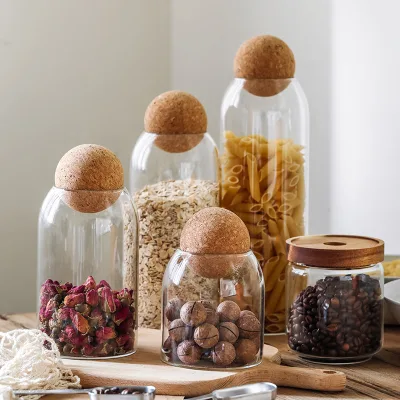 Vessel With Ball Cover Ball Cork 4oz 10oz 8oz 6oz 14oz Luxury Empty Transparent Candle Glass Jars With Lid Container
