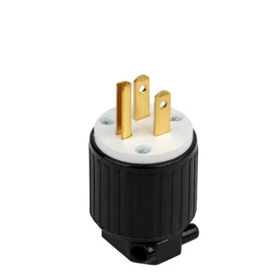 New Copper Nema 5-15P Straight Male Power Adaptor Plug 3pins Electrical Industrial Wiring Connector Type B
