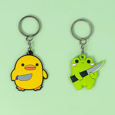 Wholesale Cute Cartoon PVC Animal Keychain, Soft Rubber Panda Frog Dog Cat Keyring, Promotional Gift Souvenir Custom Logo