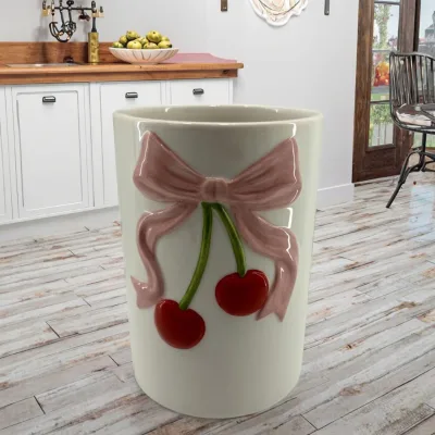 Handpainted Ceramic Utensil Holder Standing Type for Kitchen Tableware Valentine's Day Decoration