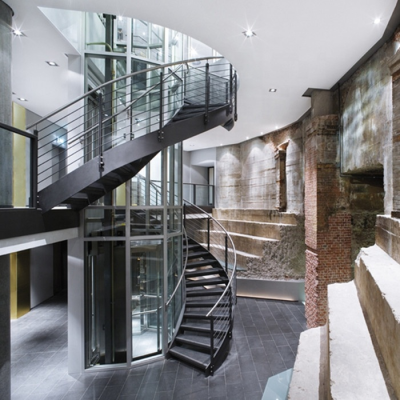 stairs with platform with curved stairs decorations design