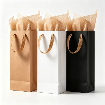 Supplier Custom Design Printed Luxury Bottle Gift Packaging Wholesale Wine Paper Bag for Liquor Store Paper Bag