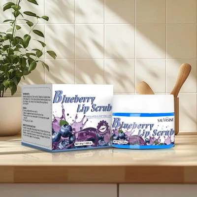 Hot Sale Own brand exfoliating moisturizing natural blue blueberry lip dark lip scrub