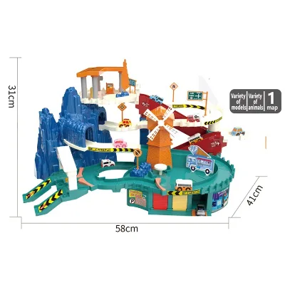 Tiktok Hot Selling 2023 B/O Dinosaur Track Set With Car Lights/music Fun Table Game Dinosaur Track Toys