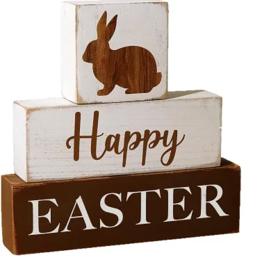 Customized Hot Sale Rustic Wooden Carrot Blocks Love Theme Rectangle Shape Eco-Friendly Home Decor Ornaments Decorations