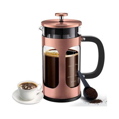 1L French Press Coffee Maker Heat Resistant Glass Stainless Steel Coffee Press Coffee Pot Tea for Kitchen Travel Camping