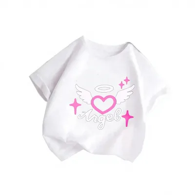 Cross-border Cotton-printed Fashionable Short-sleeve Moisture-wicking Cartoon Letters Leisure T-shirt Girls New-style Shirt