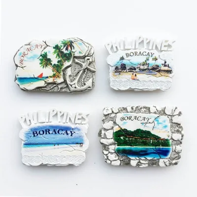 European direct sales source Philippine Boracay tourism crafts ocean wind magnet refrigerator sticker