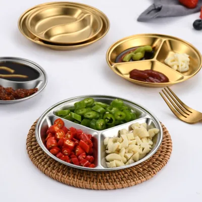 Korean Divided Dishes Stainless Steel Sauce Sushi Dipping Compartment Dish Divided Serving Dishes