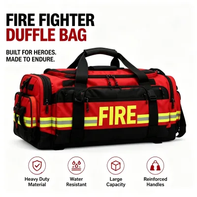 OEM Custom Heavy Duty Firefighter Duffle Bag Waterproof Fire Fighting Gear Storage Bag with Reflective Strip  Equipment Bag