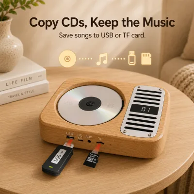 Classic Wooden CD Player for Boutique Retail and Home Listening