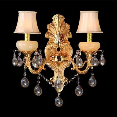 Zinc Alloy French Candle Crystal Wall Lamp European Living Room Dining Room Bedroom Lamp Hotel Villa Lighting Wholesale