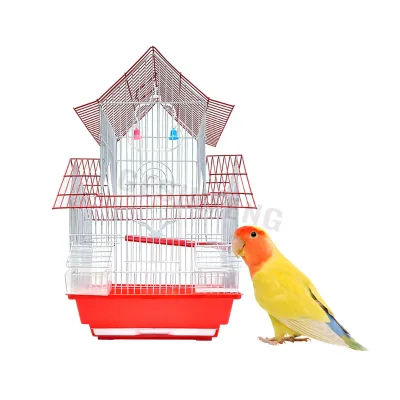 40*33*54cm China Bird Cage Factory Manufacturer Castle Design Style Multiple Colour Iron Foldable Wire Small Bird Cages