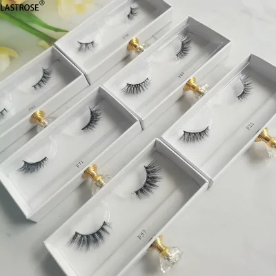 Wholesale Half Eye Lashes 3d Faux Mink Terminal Eyelash Customized Eyelashes Box Semi Lashes Mink Half Eyelashes