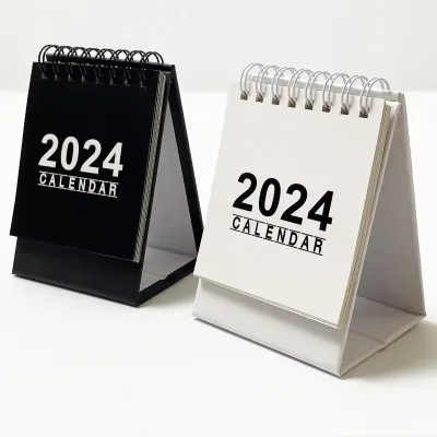 Hot New 2024 Mini English Desk Calendar Creative Simple Calendar Office Desktop Decoration Portable Calendar
