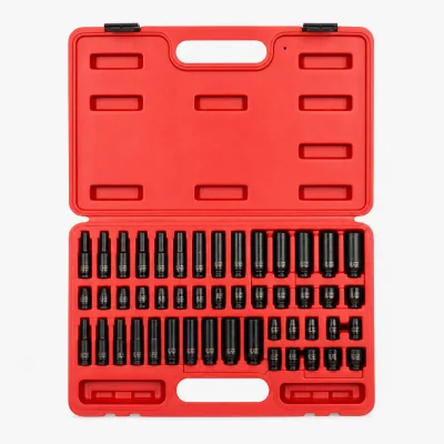 48PC Automotive Impact Socket Set 1/4 Drive Metric SAE Deep Standard 4-15mm 3/16-9/16 Vehicle Garage Repair Tool Kit