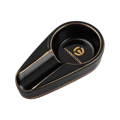 OEM Custom Logo Mini Portable Ceramic Cigar Ashtray Classic Style Smokeless Standing Design Box Packed Popular Wholesale Gifts