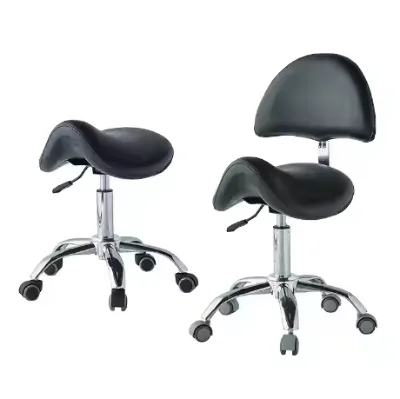 EU-EB578 Hospital Medical Lifting Saddle Stool Chair Backrest Foot Ring Rolling Chair for Infusion Room Power-coated Steel IV