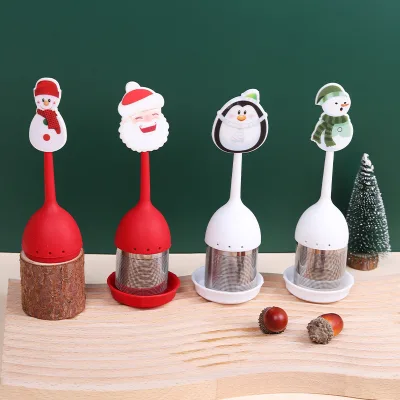 Stainless Steel Eco-friendly Tea Strainer Christmas Series 304 Tea Ball Modern Design Creative New Tea Filter Handle Separator