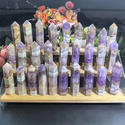 Hot Sale Crystal Crafts Handmade Tower Polished Gemstone Amethyst Agate Point for Decoration