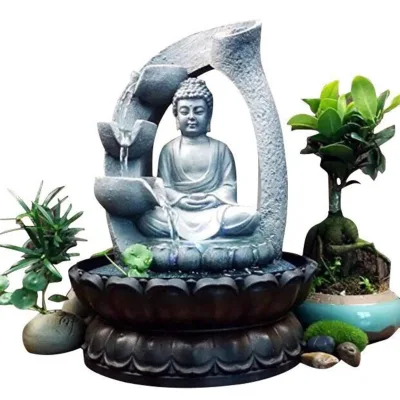 Resin Tabletop Fountain 11 Inch Buddha Resin Tabletop Fountain Decoration