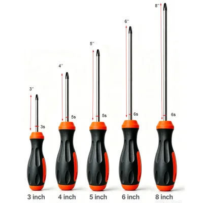Non-slip Handle Screwdriver CR-V Steel Phillips Slotted Bit 3'' Inches 4 Inch 5'' 6'' 8'' Length