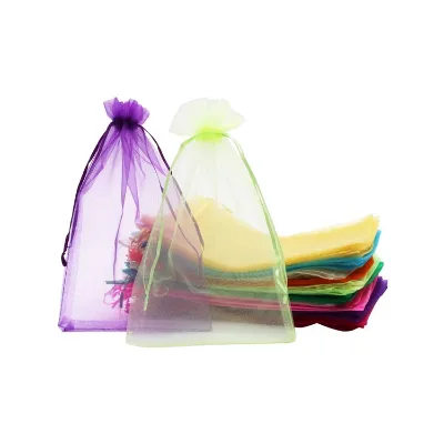 Wholesale Custom Logo Organza Drawstring Bag Multi Colors Mesh Gift Pouch Jewelry Packaging for Wedding Party