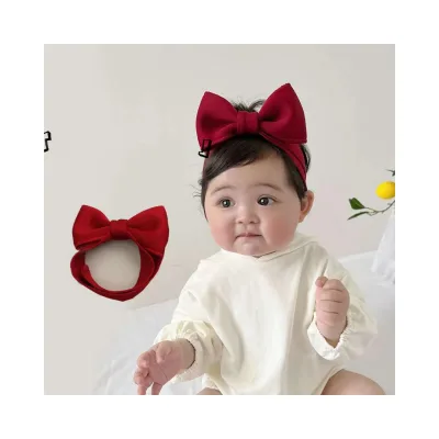 High Quality Cute Baby Headband Wide Plain Headband for Babies Red Sweet Bow Headband Baby
