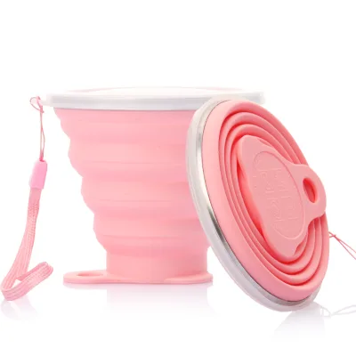 Factory  New Retractable Foldable Coffee Cup Silicone Folding Camping Cup with Lids Silicone Collapsible Cup