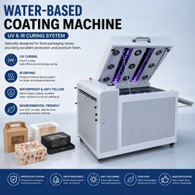 DOUBLE 100 Automatic Water Based UV Varnishing Machine with UV Lamp and IR Dryer for Food Packaging and Paper Box Coating