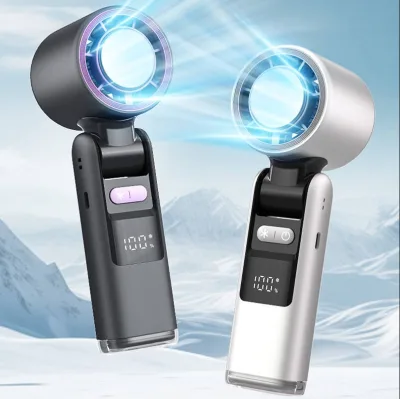 Portable Mini Handheld Fan 199 Speed Foldable Handheld Turbo Fan with Flashlight Outdoor Car Travel Wearable Pocket Fan