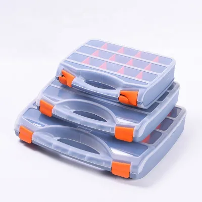 Tool Storage Box Screw Parts Hardware Transparent Organizer with Removable Grids