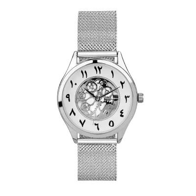 Luxury Minimalist Custom Muslim Islamic Arab Watch Stainless Steel Band Mens Skeleton Arabic Watch