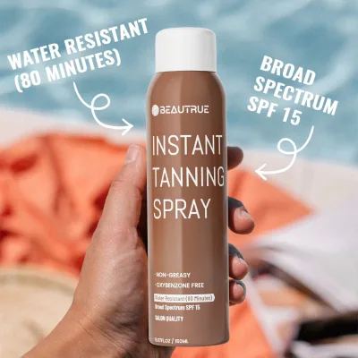 Vagen Instant Bronze Self Tanning Spray With SPF 15 Sunscreen Natural Tan Bronze Aluminum Can for Body Skin Self Tan Spray