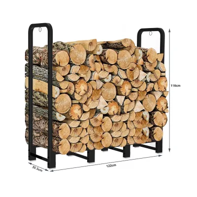 Modern Square Metal Firewood Rack Sets 4-8ft Outdoor & Home Decor Storage with Powder Coated Finish