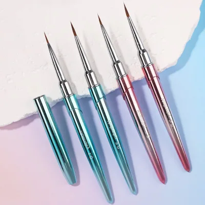Professional Metal Handle Gradient Color Drawing Paint Brushes Painting Pen Nail Tools Nail Art Brush Set