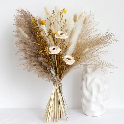 Wholesale Dried Flower Pampas Grass Mixed With Dried Flower Bouquet Eucalyptus Reed Dry Flower Bouquet Set VP-YNRS001